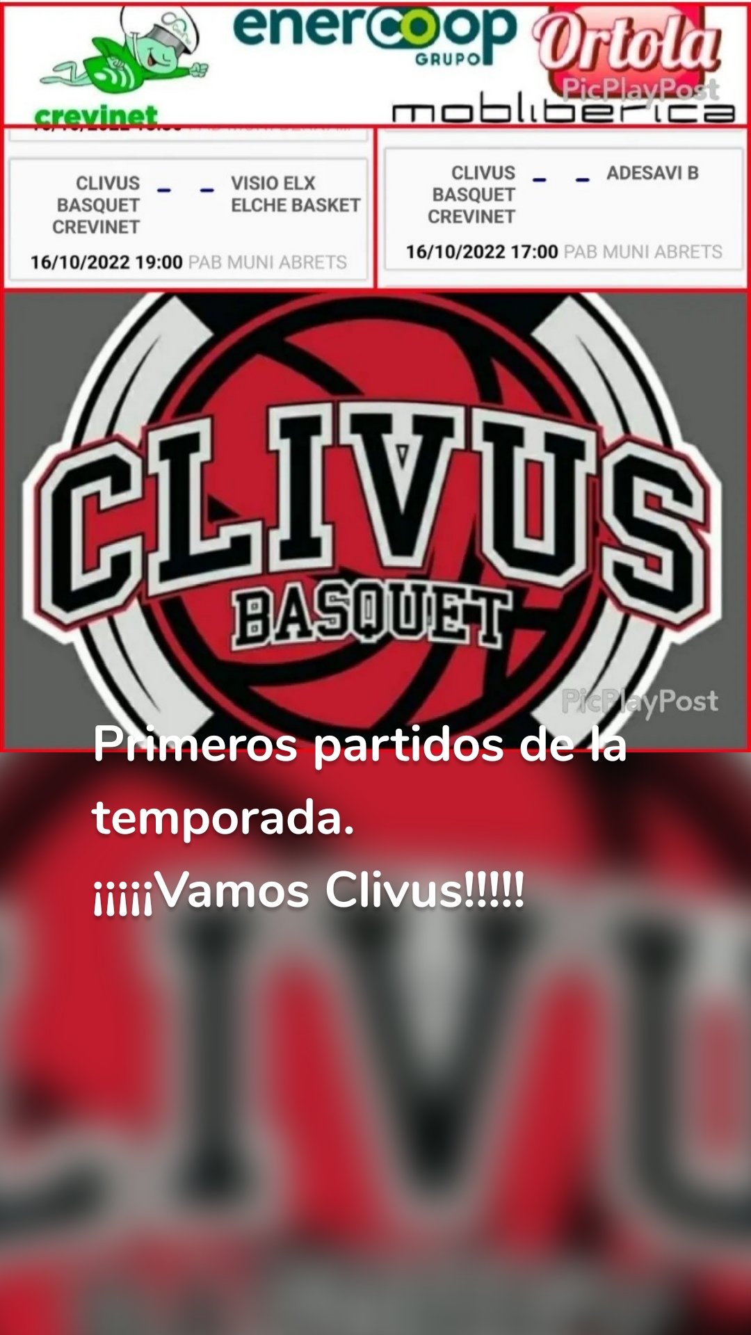 Primeros partidos de la temporada. 
¡¡¡¡¡Vamos Clivus!!!!! 